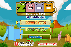 Zooo: Action Puzzle Game title screen for GameBoy Advance